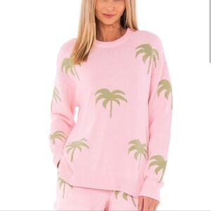 Palm Tree Pattern Pink Sweater